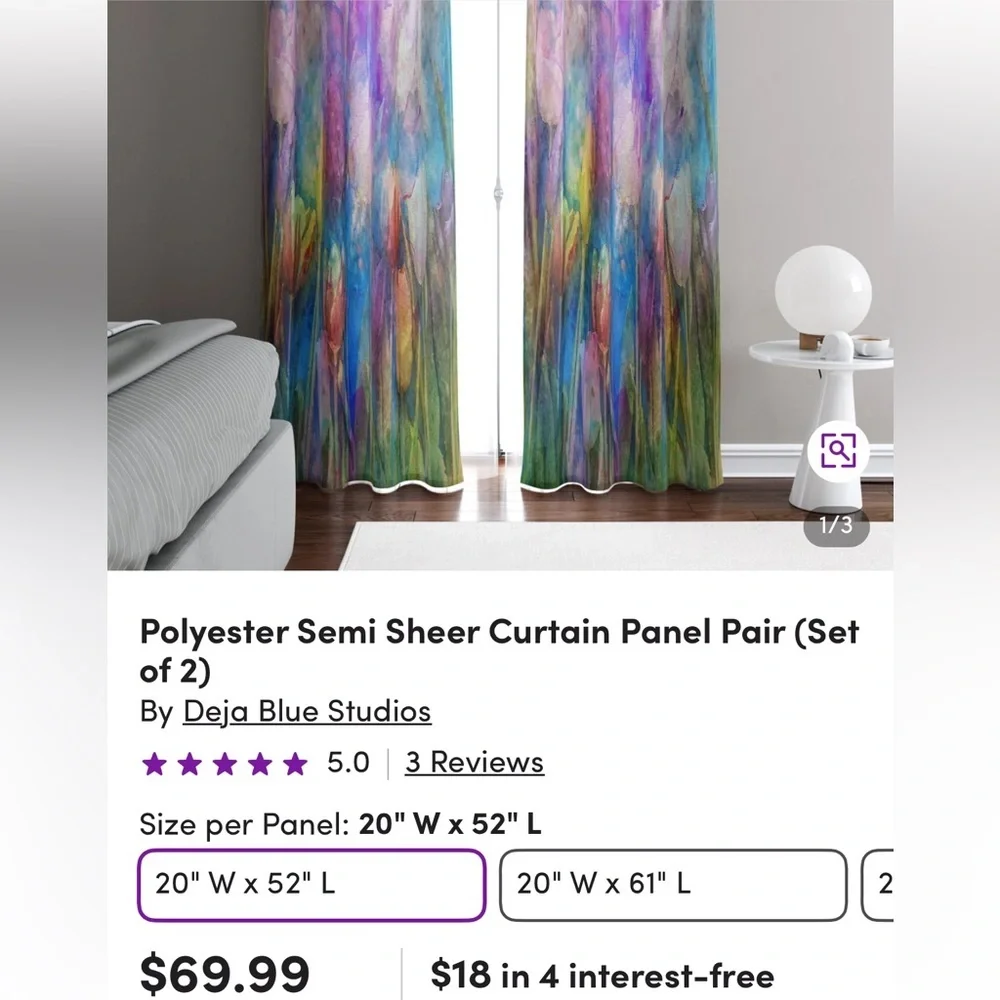 Watercolor Floral Window Curtains - Multicolor